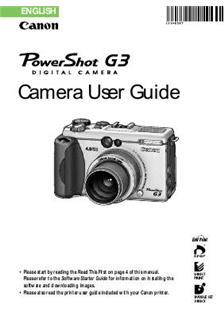 Canon PowerShot G3 manual. Camera Instructions.